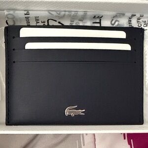 Lacoste Navy Card Holder with Silver Logo